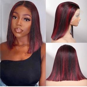 12” 13x4 Transparent Straight Lace Front Wigs Human Hair 150% Density P1B/99j